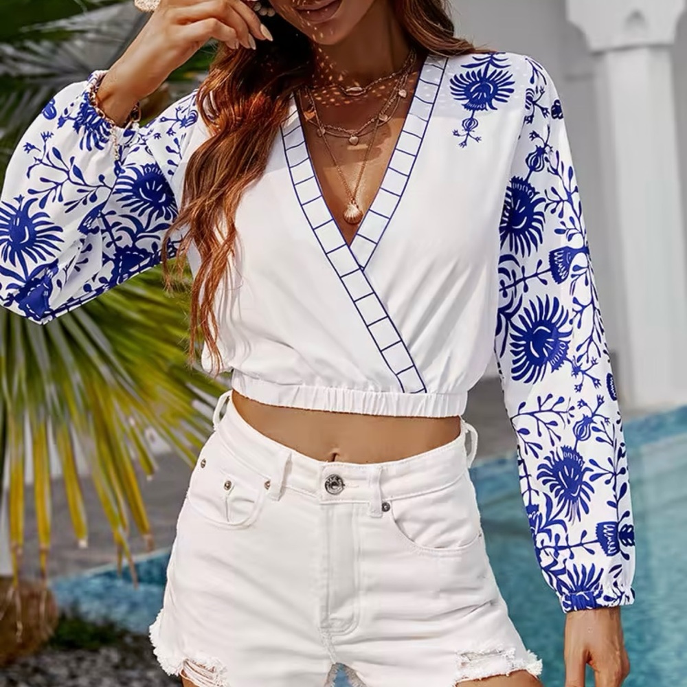 V-neck Long Sleeve Top